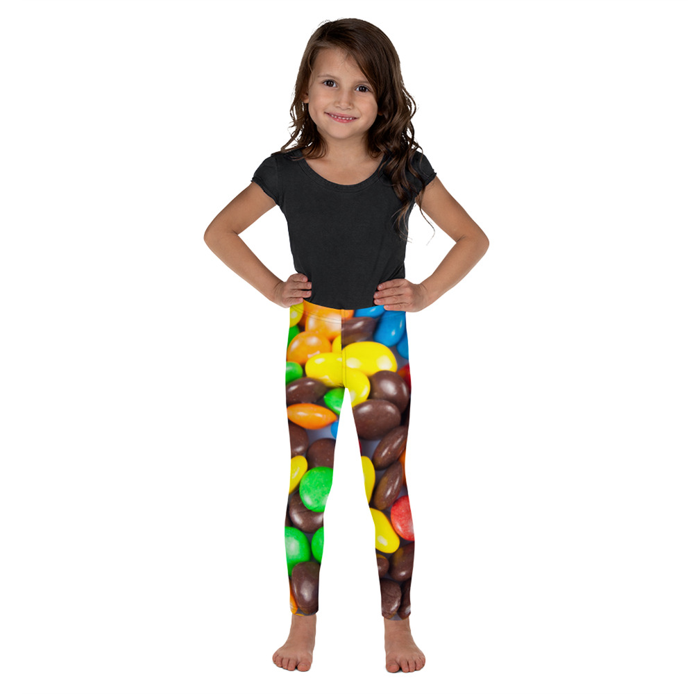 Girls MM Inspired Leggings, Candy Halloween Pants Size 7 Toddler